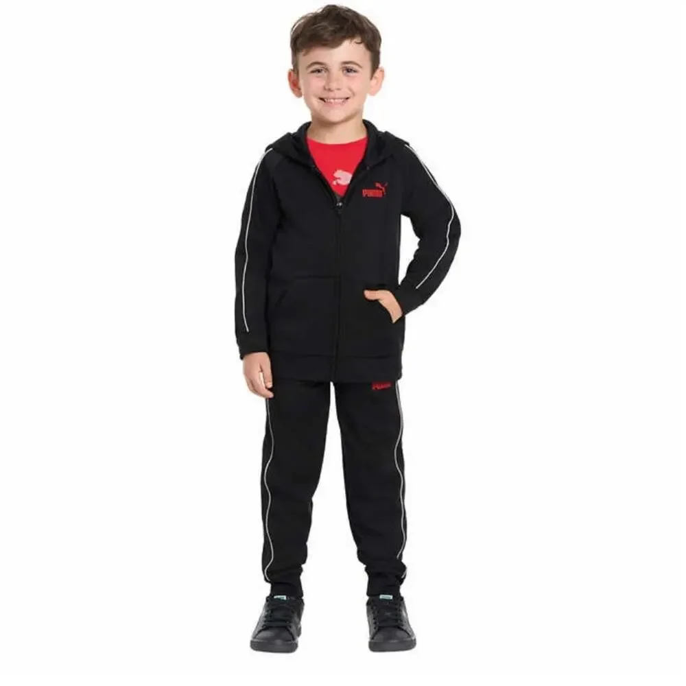 PUMA Kids' 3-piece Tech Fleece Black and Red Set size 2T